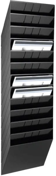 Laatikkojärjestelmä 12 lokerolla musta A4 vaaka FLEXIBOXX